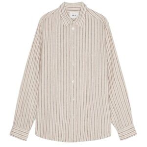 NN. 07 Enzo Shirt 780 Brown Stripe Linen Size Medium NWT